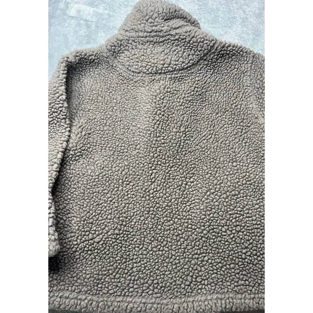 Mini Boden Kids Gray Sherpa Fleece 1/4 Zip Pullover Sweater Size 5-6Y 21162